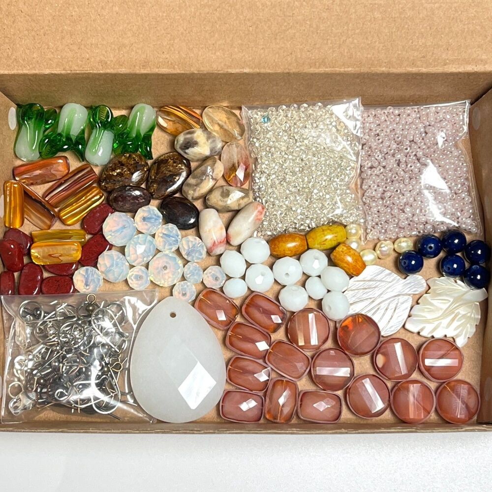 VTG - Now Mixed Lot Beads Stone Glass MOP Shell Variety Colorful Jewelry Making